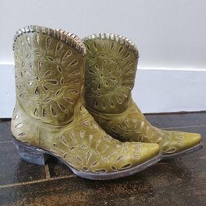 Old Gringo Green Mid Shaft Cowboy Boots size 7